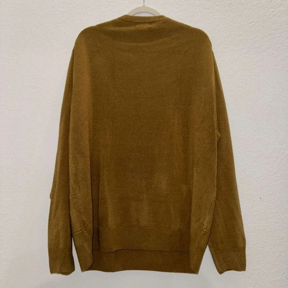 Dockers Men's Size XXL Pullover Crew Neck Sweater Tan Yellow Striped Soft Preppy